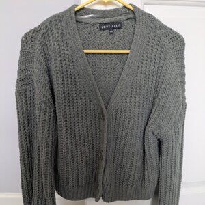 Love Ellie womens green waffle knit button front cardigan cozy size S